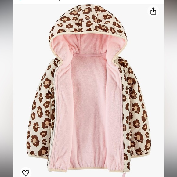 Simple Joys By Carters Leopard Fleece Lined Puffer Coat Size 4T - Picture 8 of 10